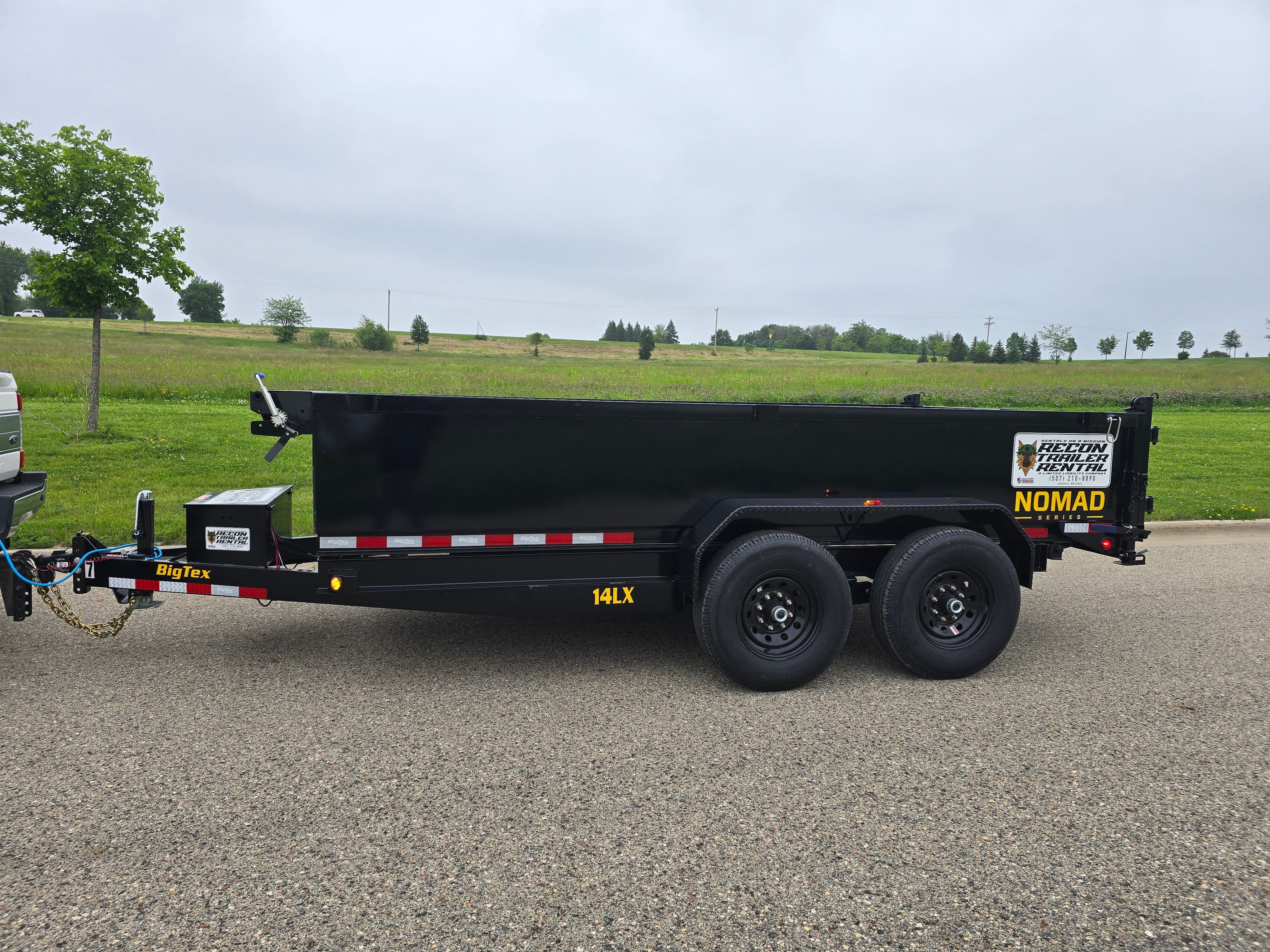 BigTex 14' dump trailer rental - heavy-duty hydraulic dump trailer for landscaping and construction in Cannon Falls, MN